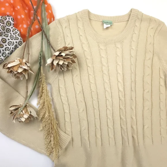 Sara Morgan Elegant Cream Knit Sweater Dress Sz Mp - Picture 2 of 9